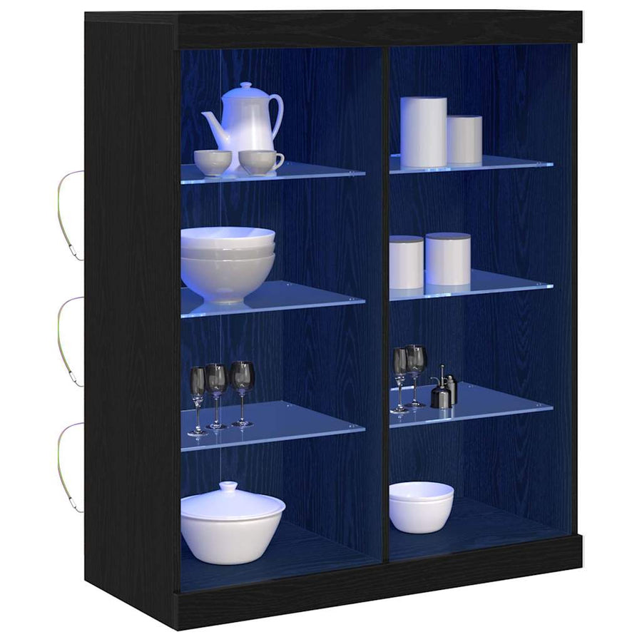 LED Sideboard Zwart Eiken 41 x 37 x 100 cm Bewerkt hout