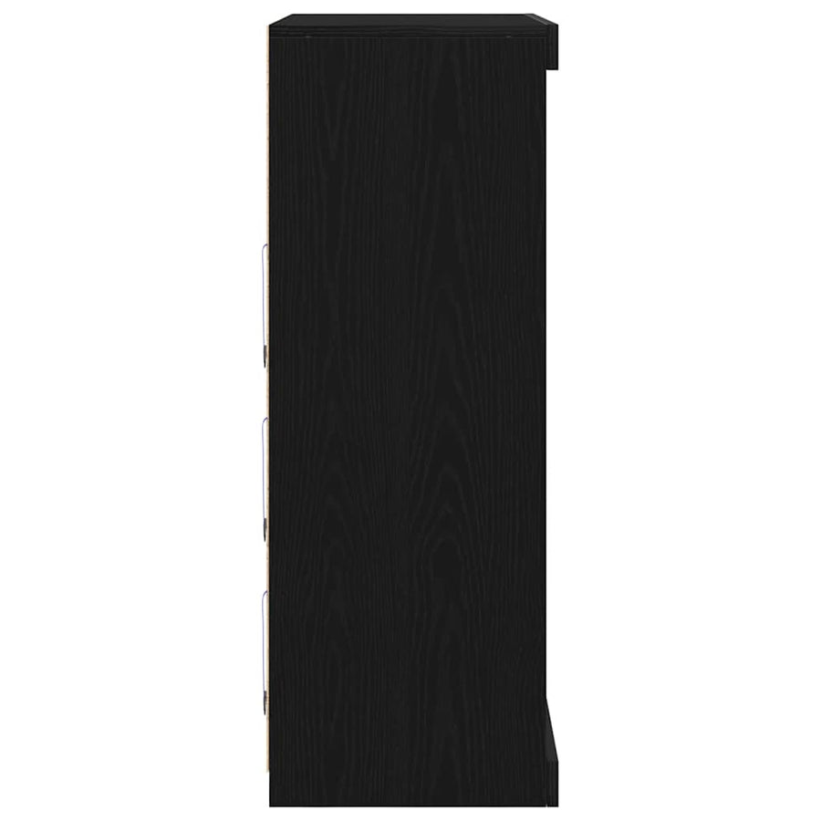 LED Sideboard Zwart Eiken 41 x 37 x 100 cm Bewerkt hout