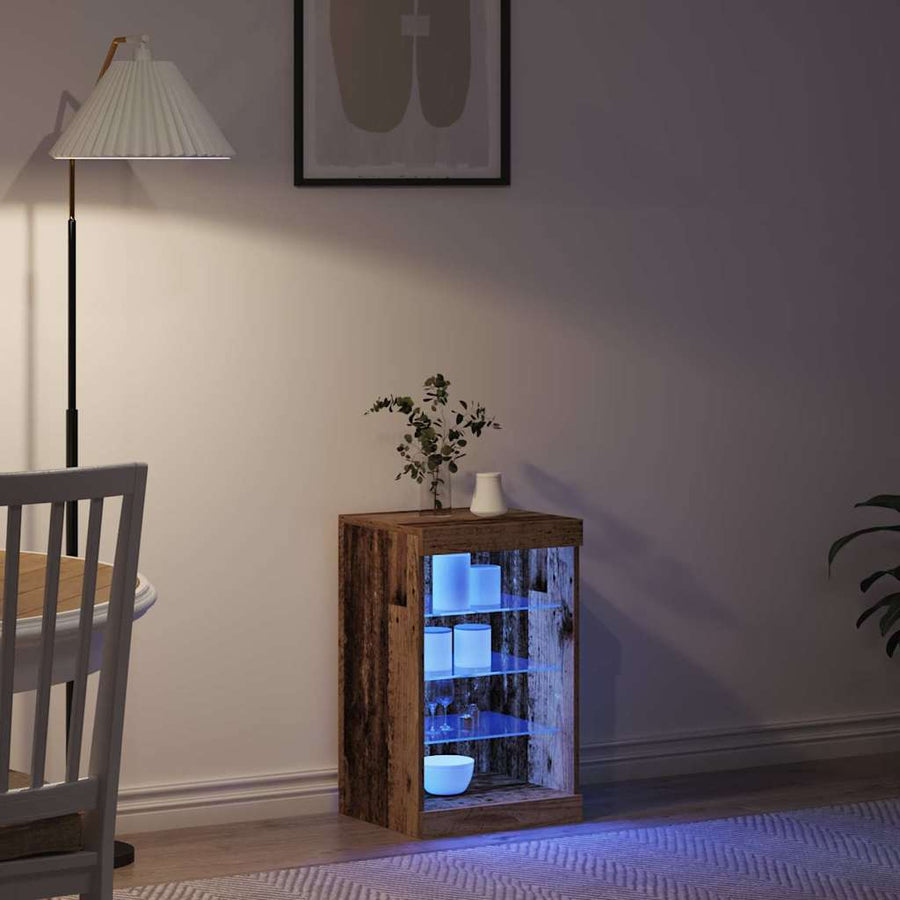 LED Sideboard Oudhout 41 x 37 x 67 cm Bewerkt hout