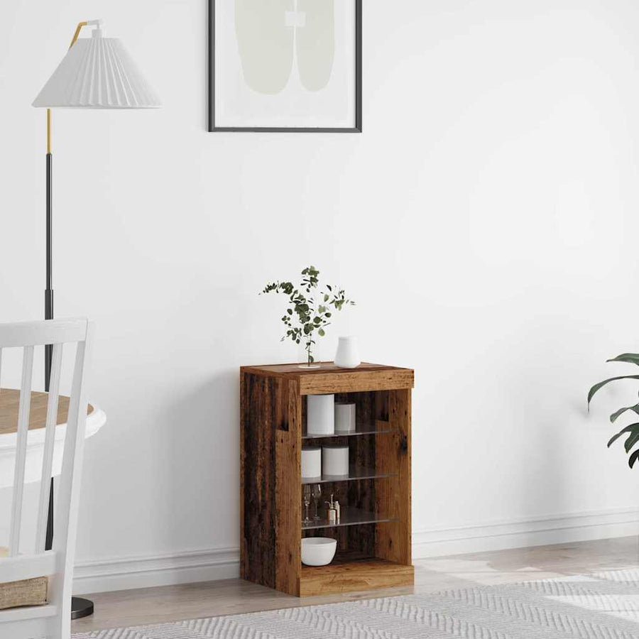 LED Sideboard Oudhout 41 x 37 x 67 cm Bewerkt hout