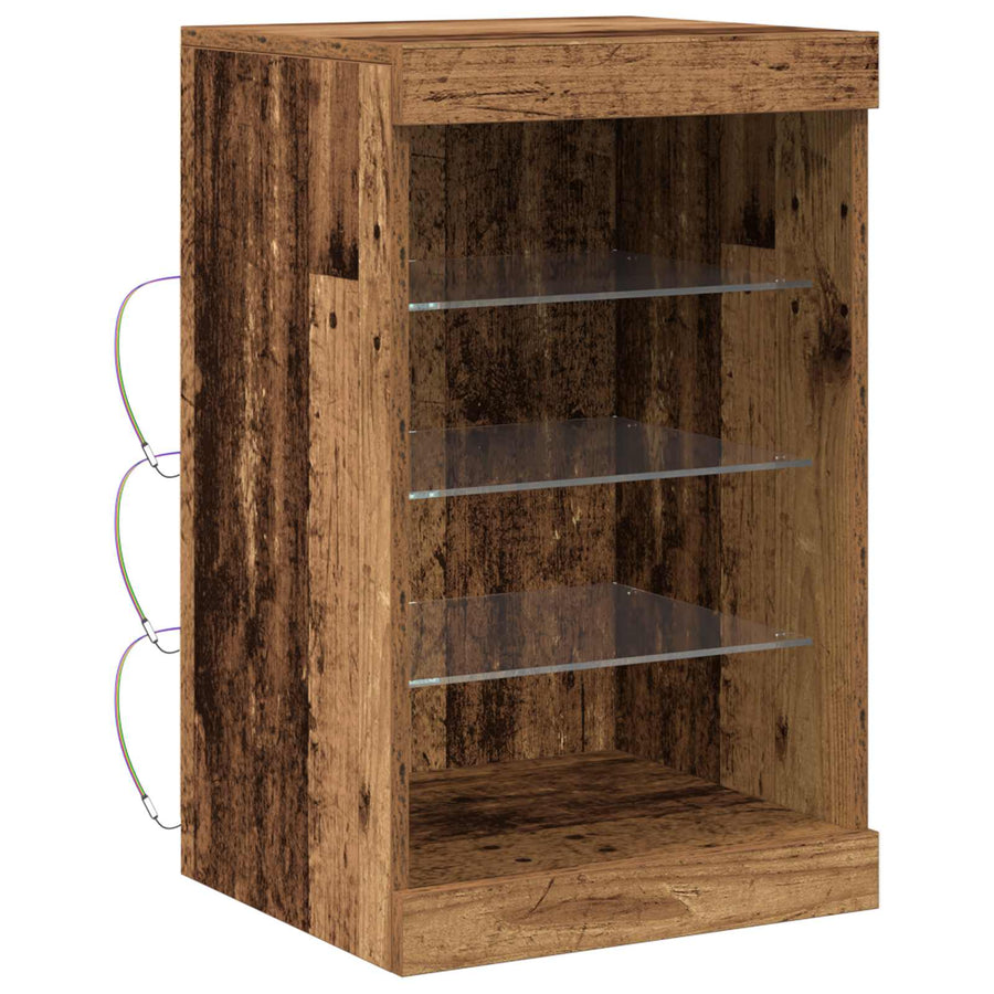 LED Sideboard Oudhout 41 x 37 x 67 cm Bewerkt hout