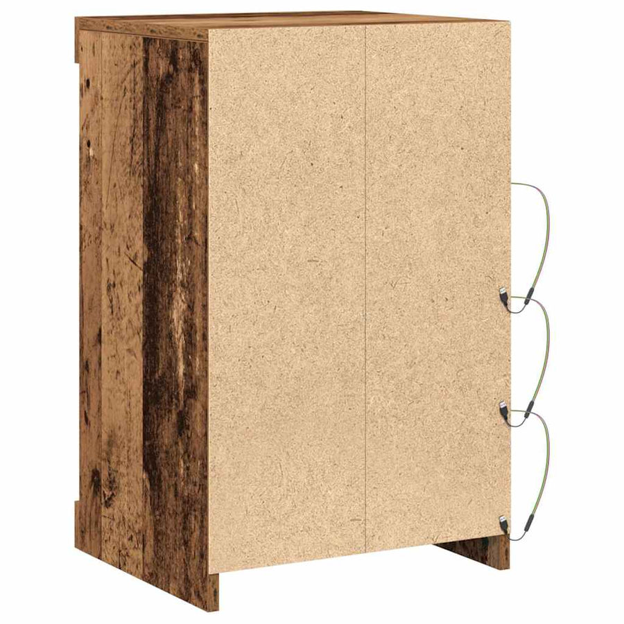 LED Sideboard Oudhout 41 x 37 x 67 cm Bewerkt hout