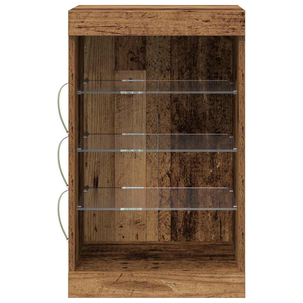 LED Sideboard Oudhout 41 x 37 x 67 cm Bewerkt hout