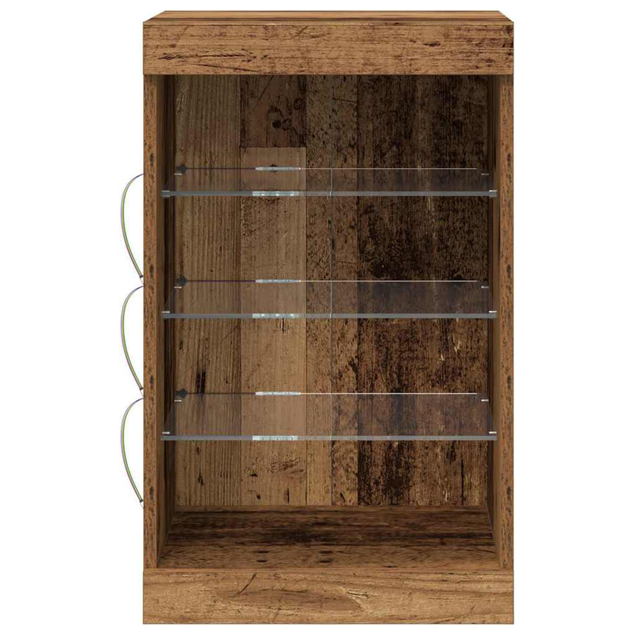 LED Sideboard Oudhout 41 x 37 x 67 cm Bewerkt hout