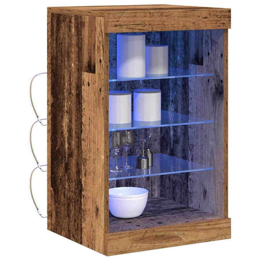 LED Sideboard Oudhout 41 x 37 x 67 cm Bewerkt hout
