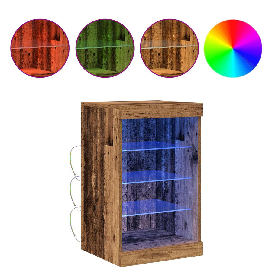 LED Sideboard Oudhout 41 x 37 x 67 cm Bewerkt hout