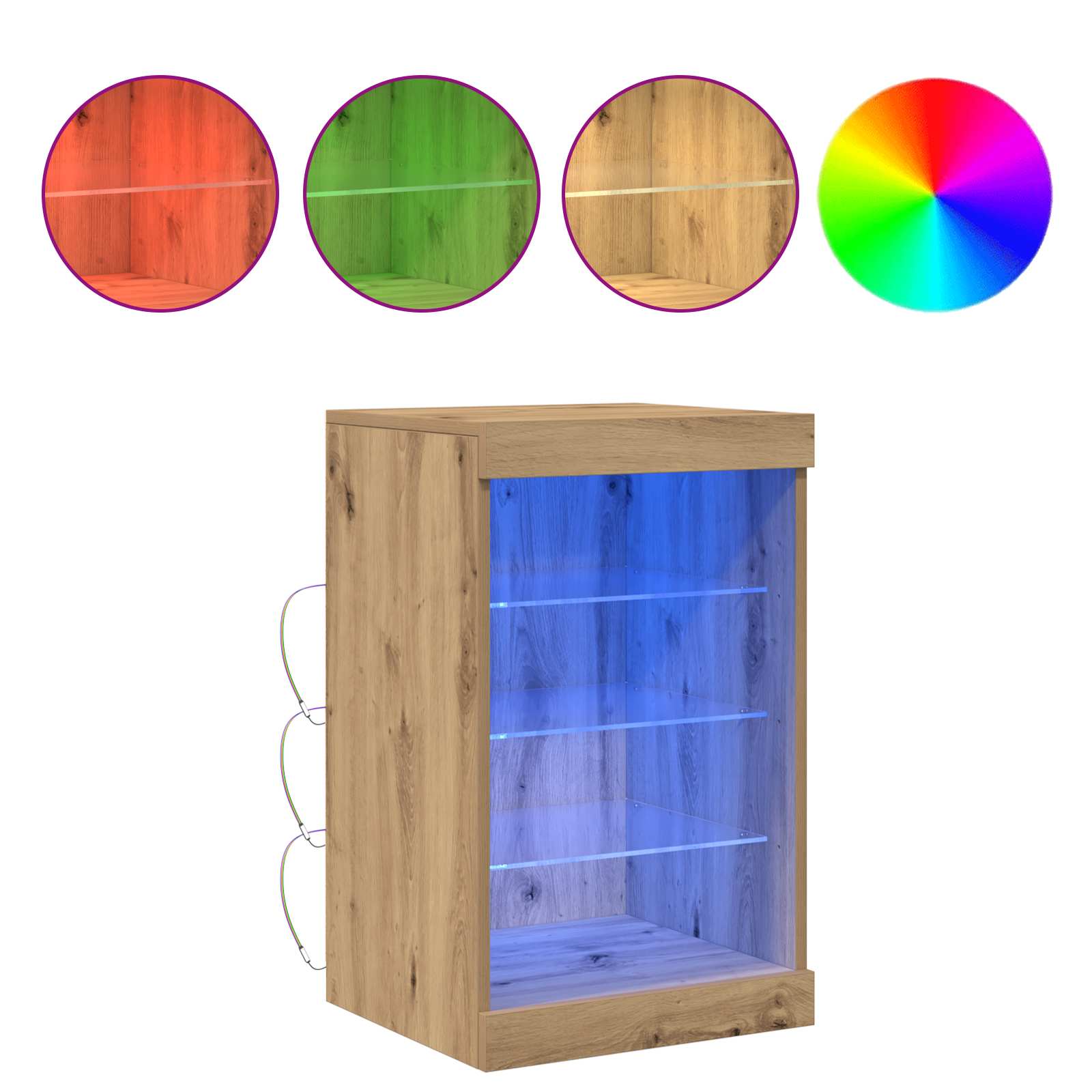 LED Sideboard Artisan Eiken 41 x 37 x 67 cm Bewerkt hout