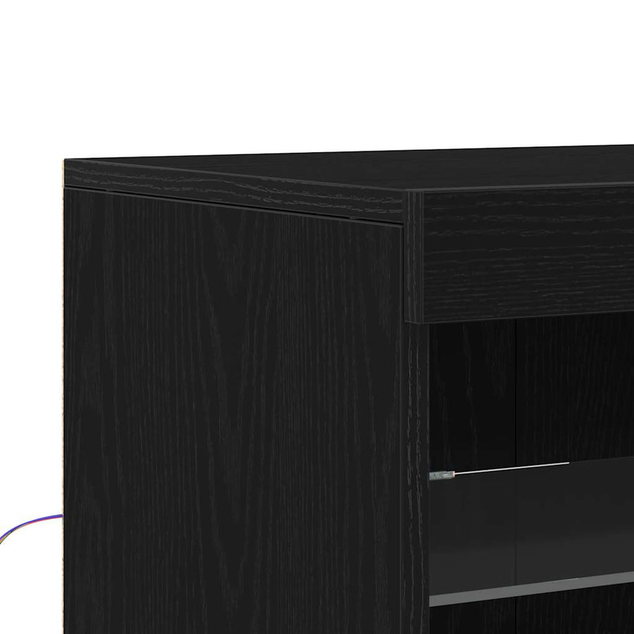 LED Sideboard Zwart Eiken 41 x 37 x 67 cm Bewerkt hout