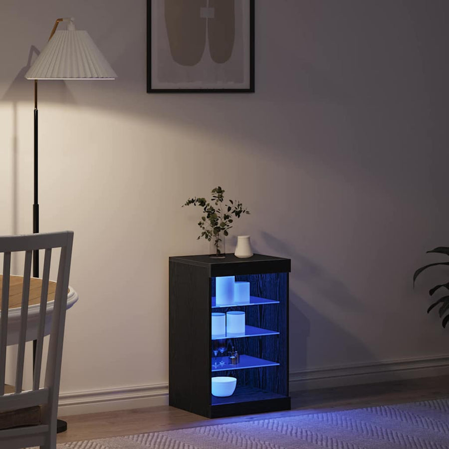 LED Sideboard Zwart Eiken 41 x 37 x 67 cm Bewerkt hout