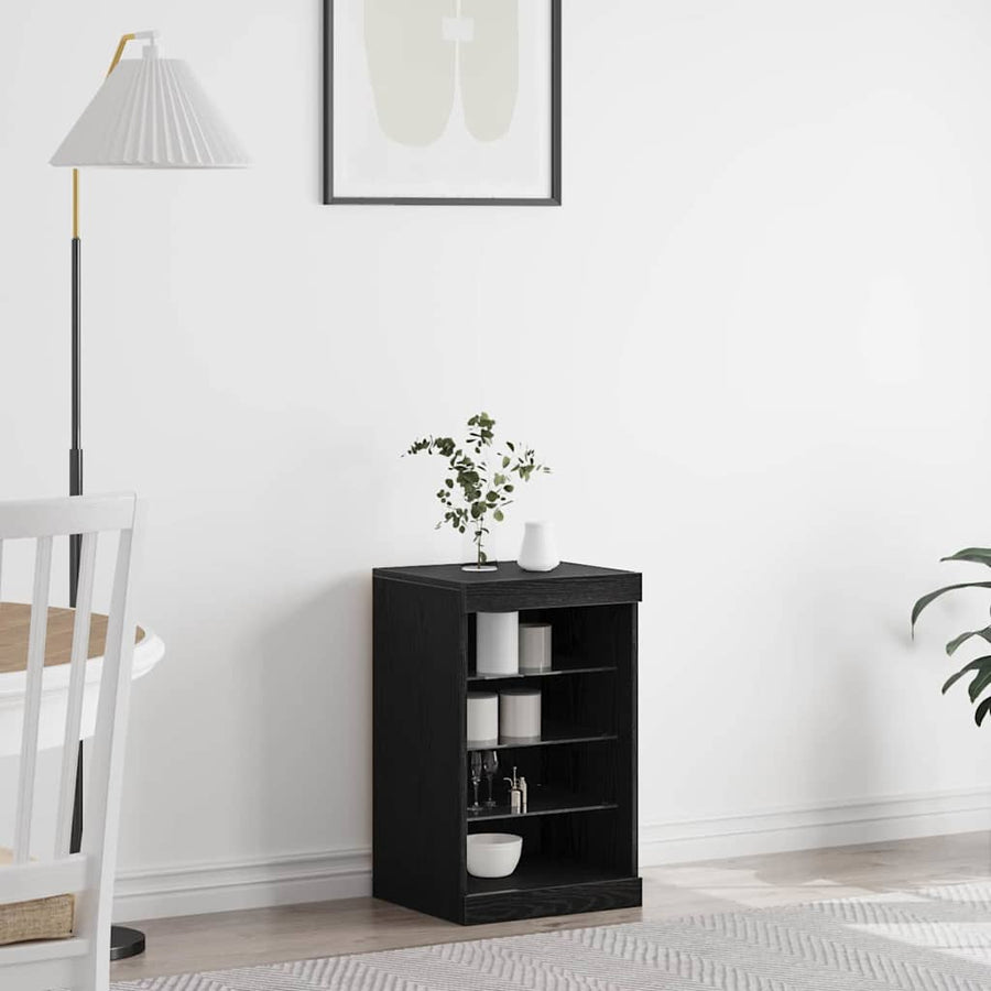 LED Sideboard Zwart Eiken 41 x 37 x 67 cm Bewerkt hout