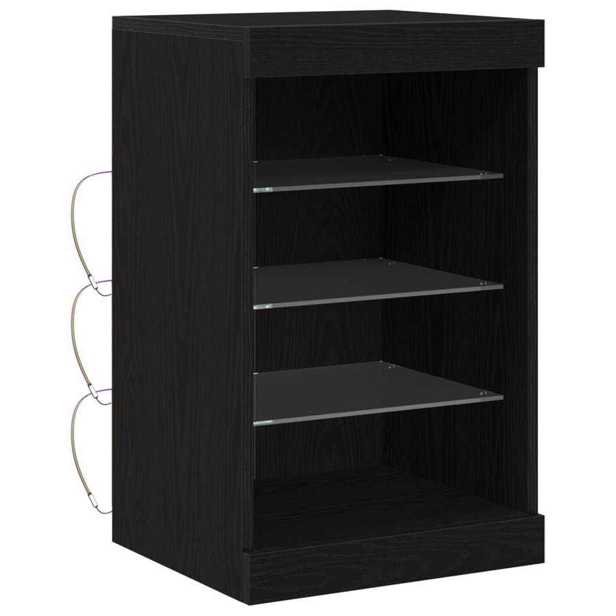 LED Sideboard Zwart Eiken 41 x 37 x 67 cm Bewerkt hout