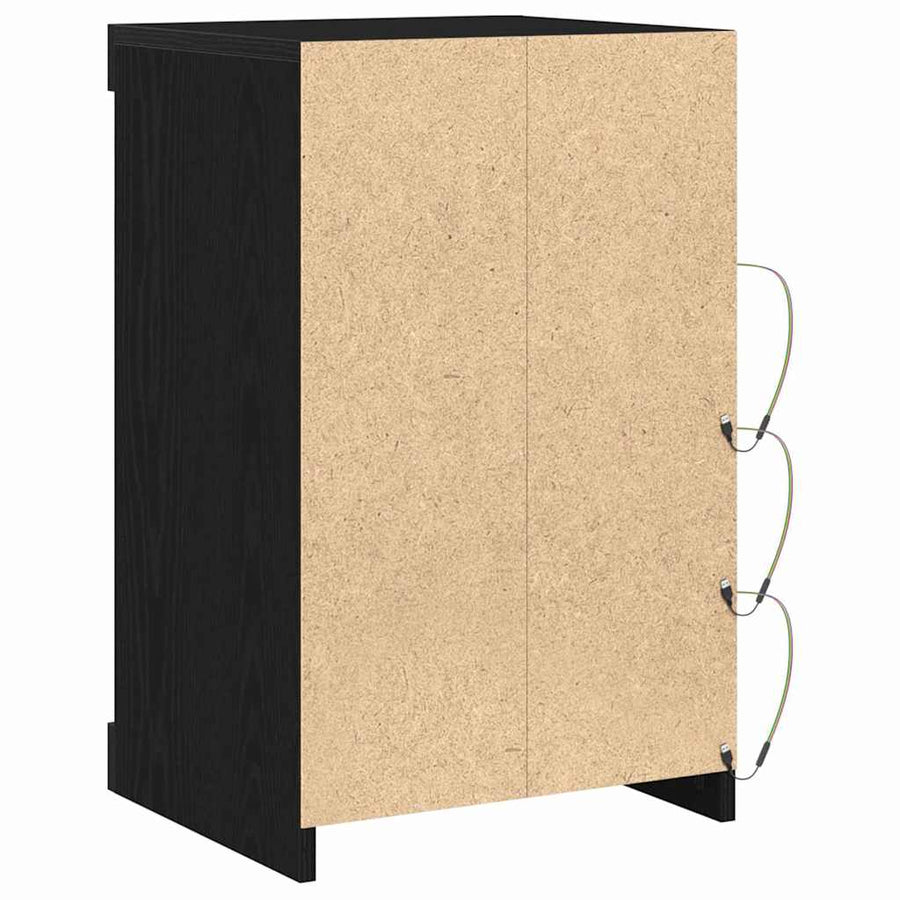 LED Sideboard Zwart Eiken 41 x 37 x 67 cm Bewerkt hout