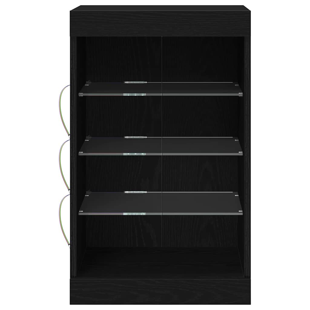 LED Sideboard Zwart Eiken 41 x 37 x 67 cm Bewerkt hout