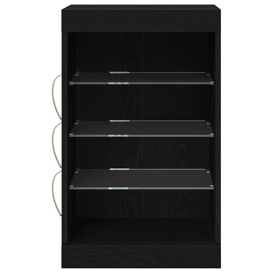 LED Sideboard Zwart Eiken 41 x 37 x 67 cm Bewerkt hout