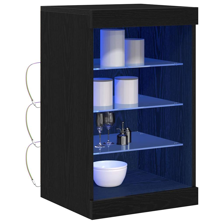 LED Sideboard Zwart Eiken 41 x 37 x 67 cm Bewerkt hout
