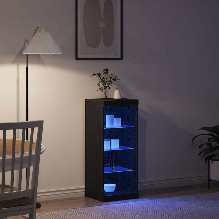 LED Sideboard Zwart Eiken 41 x 37 x 100 cm Bewerkt hout