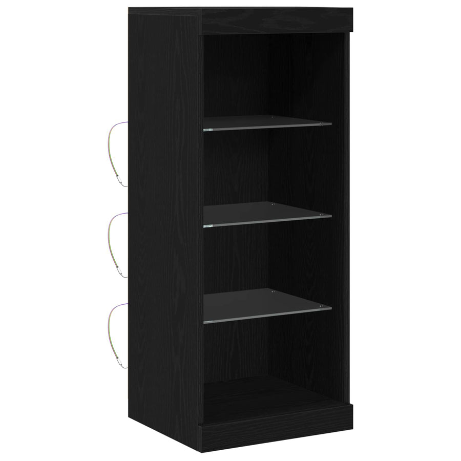 LED Sideboard Zwart Eiken 41 x 37 x 100 cm Bewerkt hout