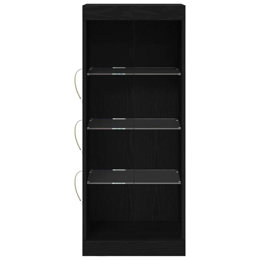 LED Sideboard Zwart Eiken 41 x 37 x 100 cm Bewerkt hout