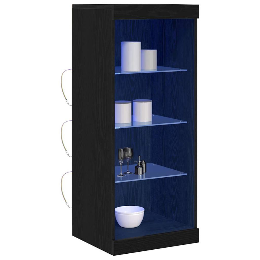LED Sideboard Zwart Eiken 41 x 37 x 100 cm Bewerkt hout