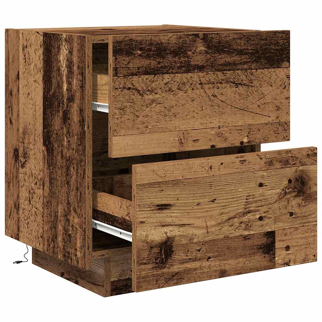 Nachtkastje met lade Oudhout 45 x 40 x 55 cm Bewerkt hout