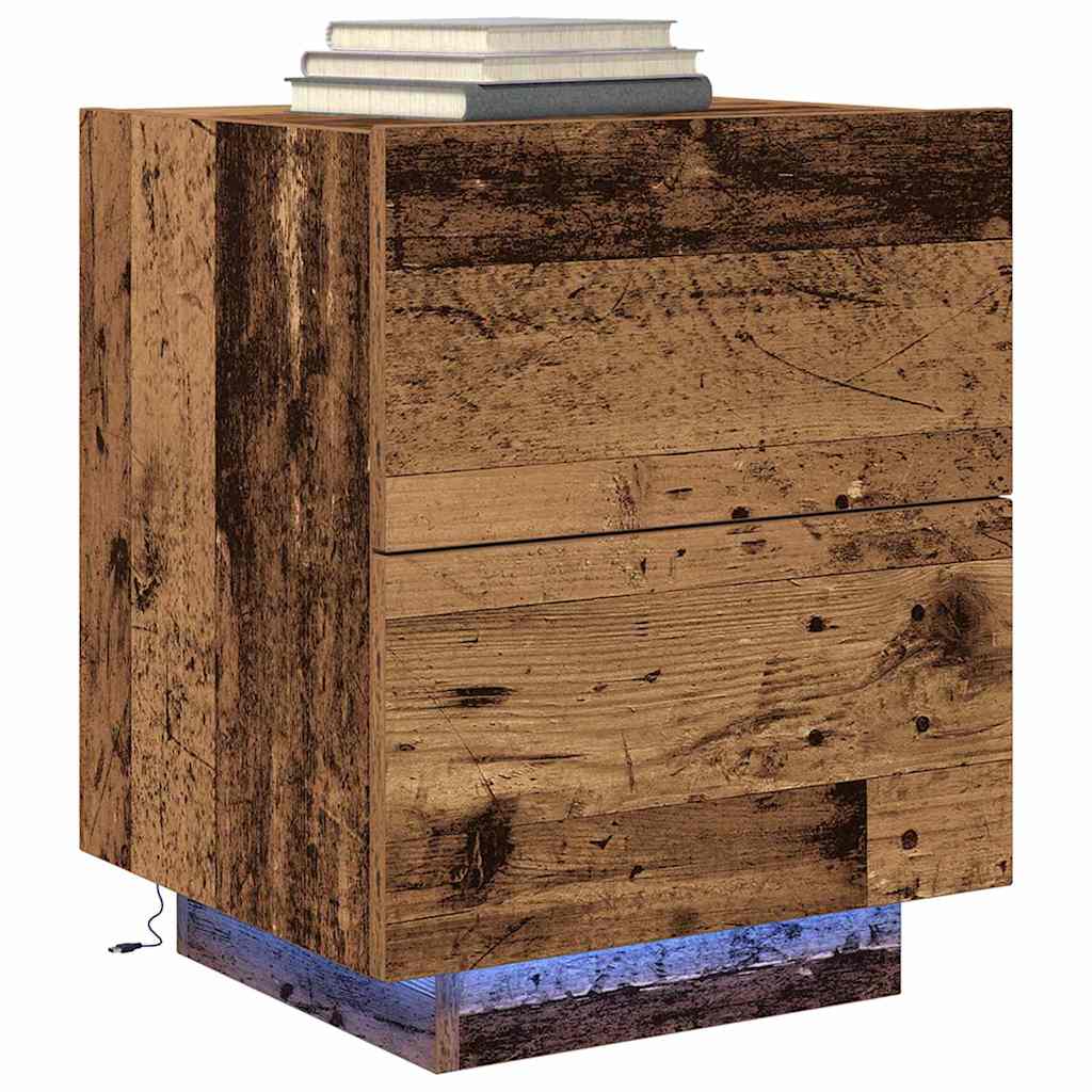 Nachtkastje met lade Oudhout 45 x 40 x 55 cm Bewerkt hout