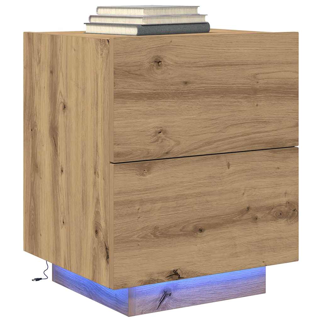 Nachtkastje met lade Artisan Eiken 45 x 40 x 55 cm Bewerkt hout