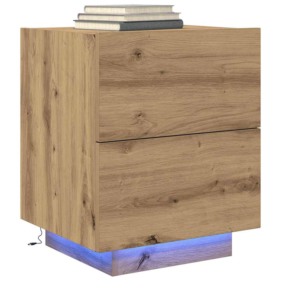 Nachtkastje met lade Artisan Eiken 45 x 40 x 55 cm Bewerkt hout