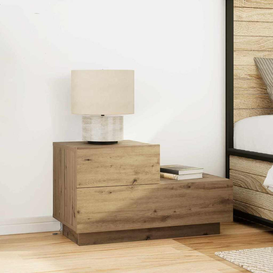Nachtkastje Artisan Eiken 70 x 36 x 40,5 cm Bewerkt hout