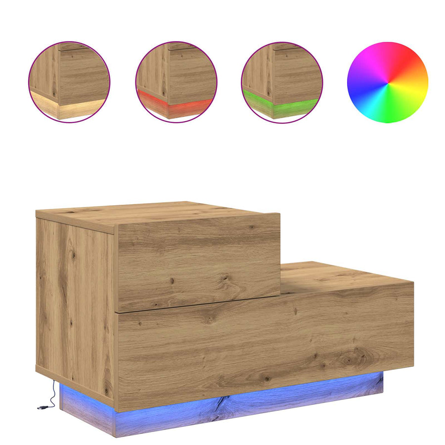 Nachtkastje Artisan Eiken 70 x 36 x 40,5 cm Bewerkt hout