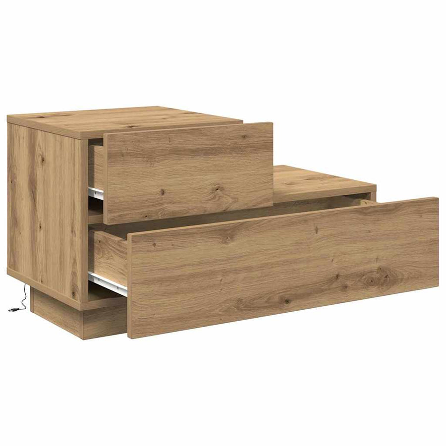 Nachtkastje Artisan Eiken 70 x 36 x 40,5 cm Bewerkt hout