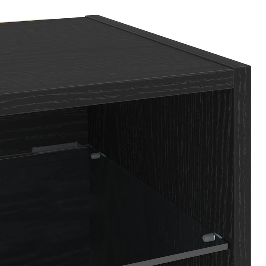 LED Wand Bedside Kast met Wandgemonteerd Zwart Bewerkt hout
