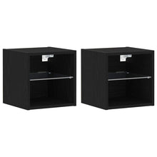 LED Wand Bedside Kast met Wandgemonteerd Zwart Bewerkt hout