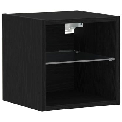 LED Wand Bedside Kast met Wandgemonteerd Zwart Bewerkt hout