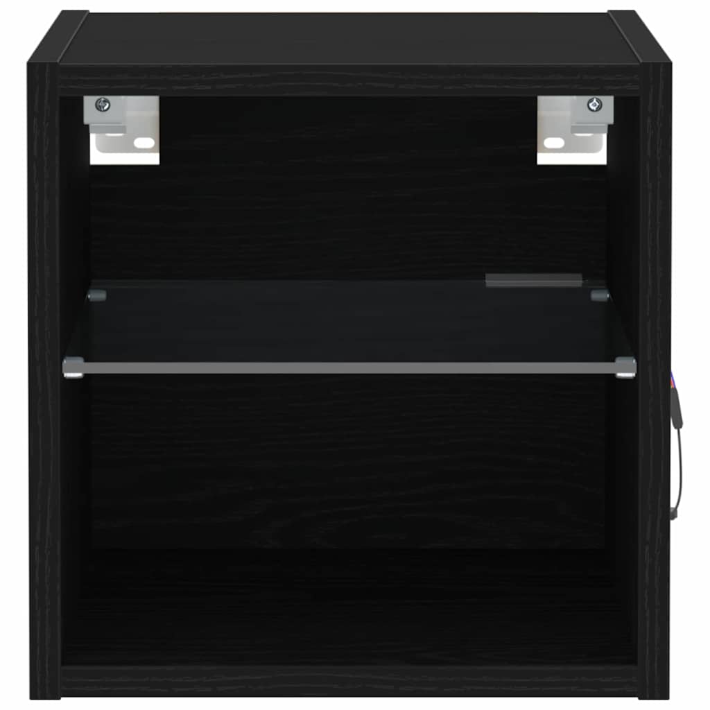 LED Wand Bedside Kast met Wandgemonteerd Zwart Bewerkt hout
