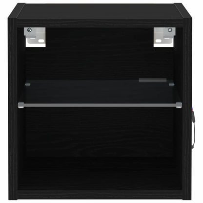 LED Wand Bedside Kast met Wandgemonteerd Zwart Bewerkt hout