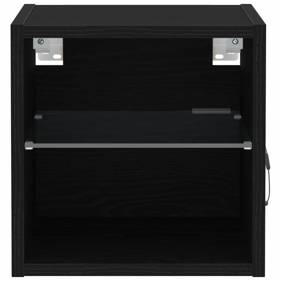 LED Wand Bedside Kast met Wandgemonteerd Zwart Bewerkt hout