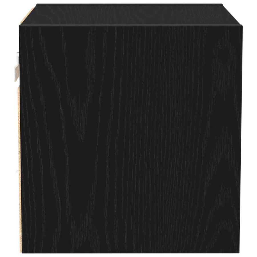 LED Wand Bedside Kast met Wandgemonteerd Zwart Bewerkt hout