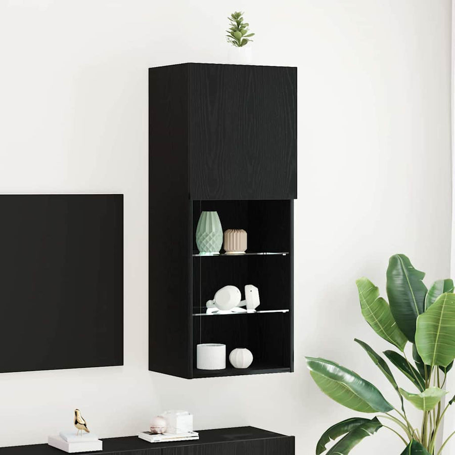 Tv-meubelset Zwart Eiken 40,5 x 30 x 102 cm Bewerkt hout