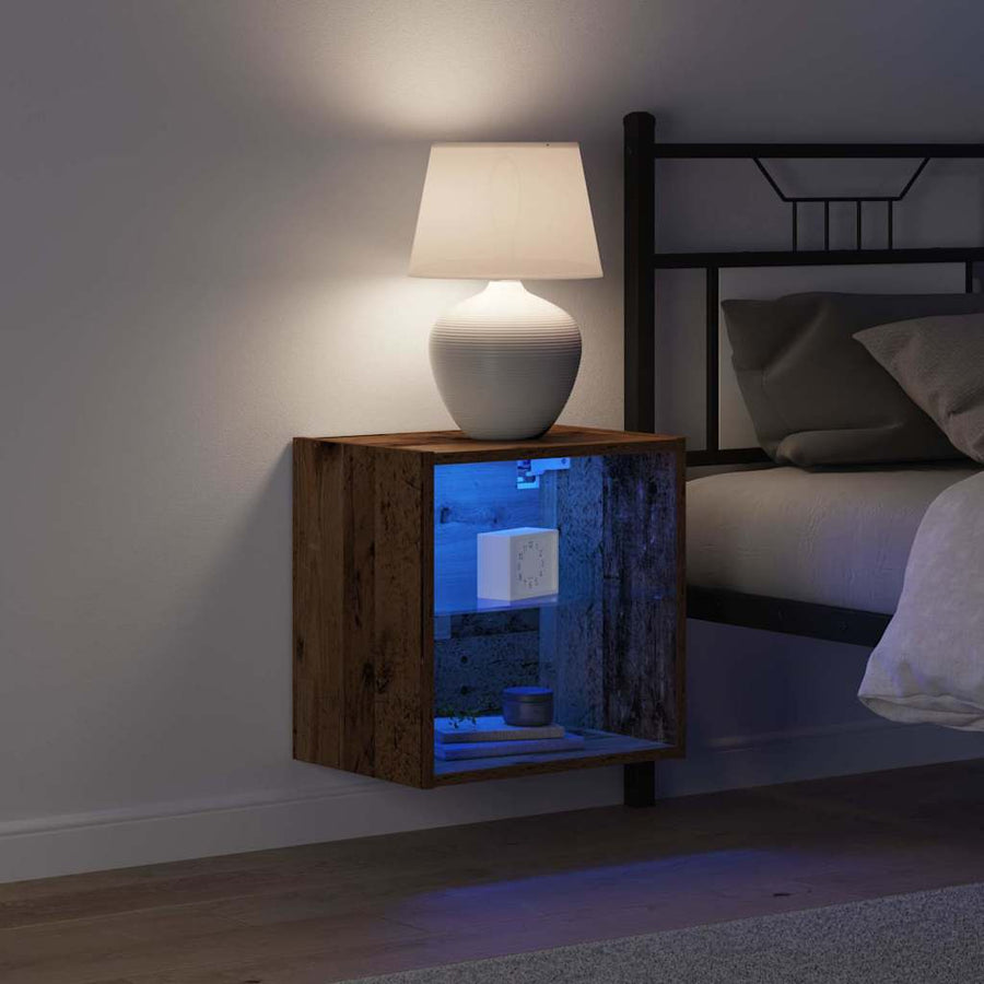 Wandplank met LED-verlichting 2 pcs Bruin 40 x 28,5 x 40 cm