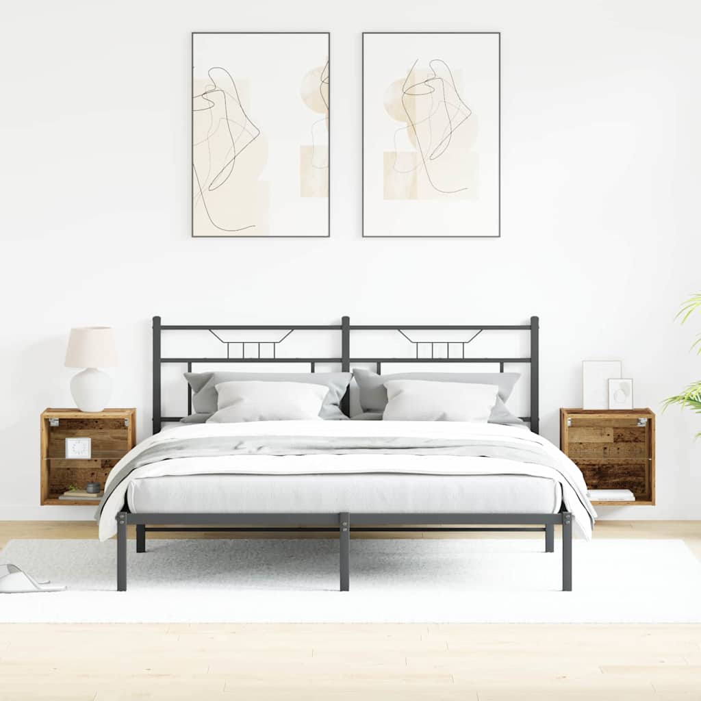Wandplank met LED-verlichting 2 pcs Bruin 40 x 28,5 x 40 cm