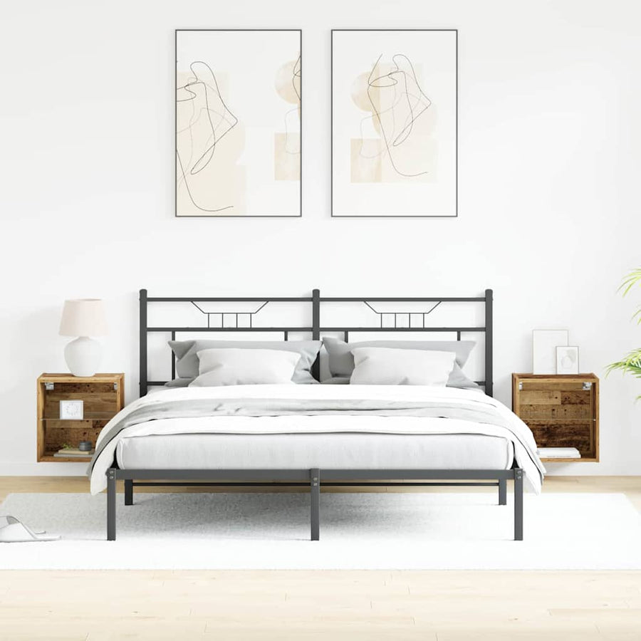 Wandplank met LED-verlichting 2 pcs Bruin 40 x 28,5 x 40 cm
