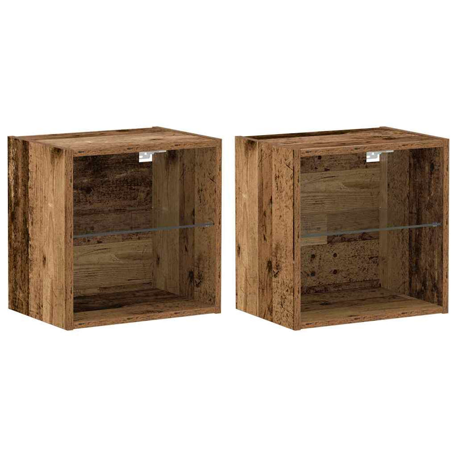 Wandplank met LED-verlichting 2 pcs Bruin 40 x 28,5 x 40 cm