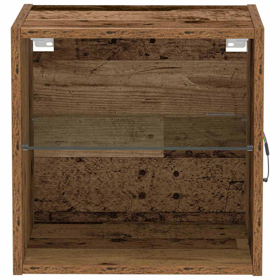 Wandplank met LED-verlichting 2 pcs Bruin 40 x 28,5 x 40 cm