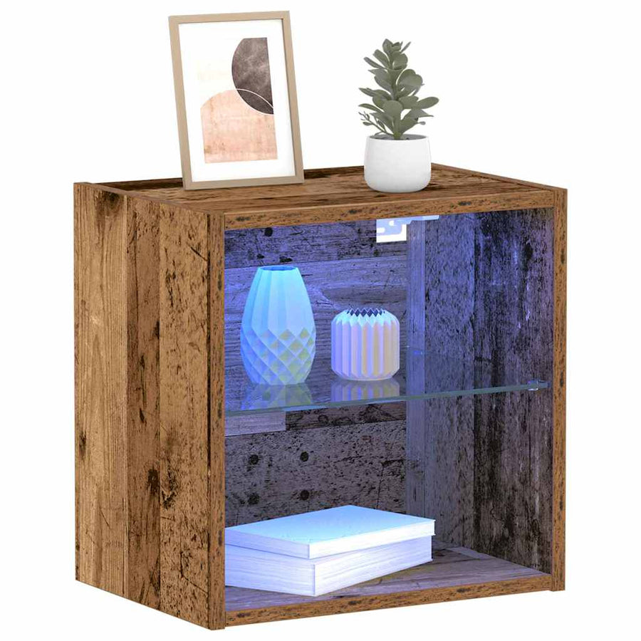 Wandplank met LED-verlichting 2 pcs Bruin 40 x 28,5 x 40 cm