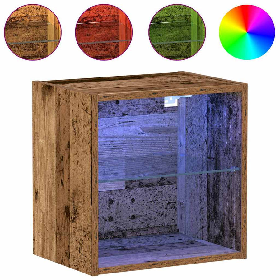Wandplank met LED-verlichting 2 pcs Bruin 40 x 28,5 x 40 cm