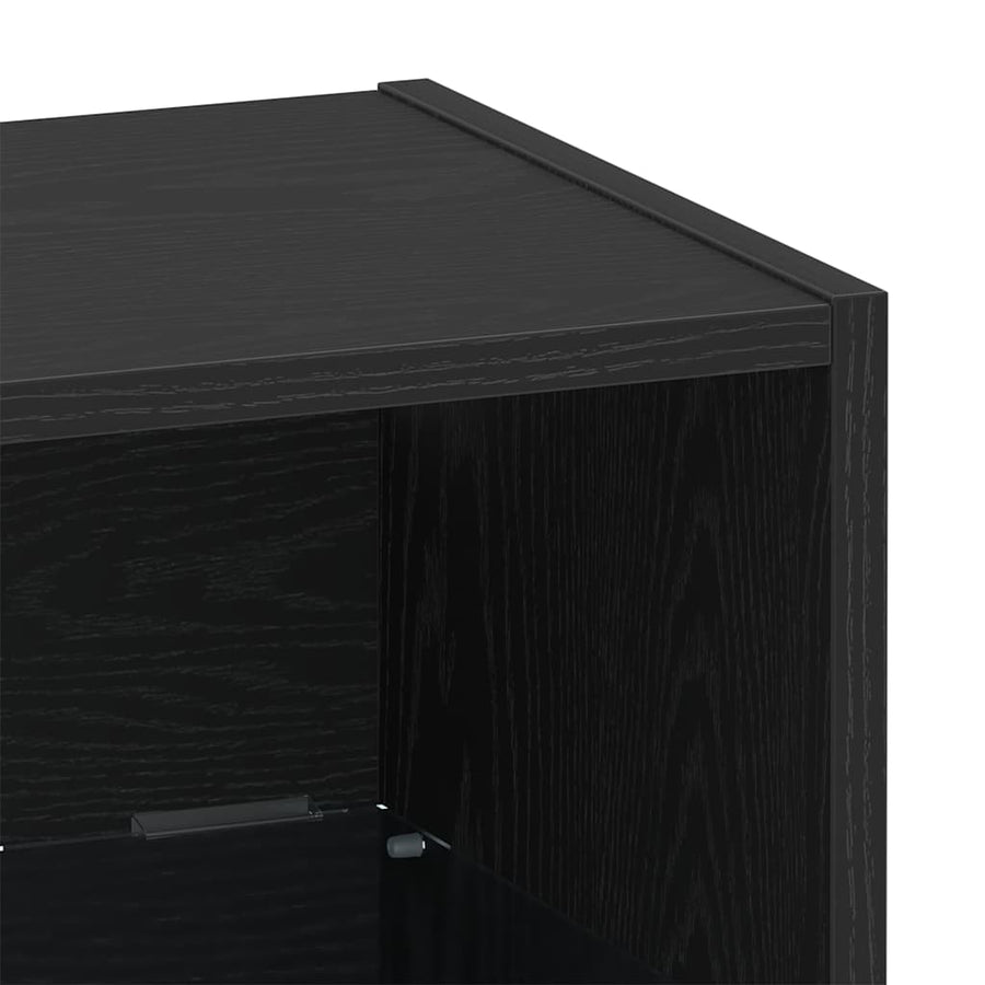 Wandplank met LED-verlichting 2 pcs Zwart 40 x 28,5 x 40 cm
