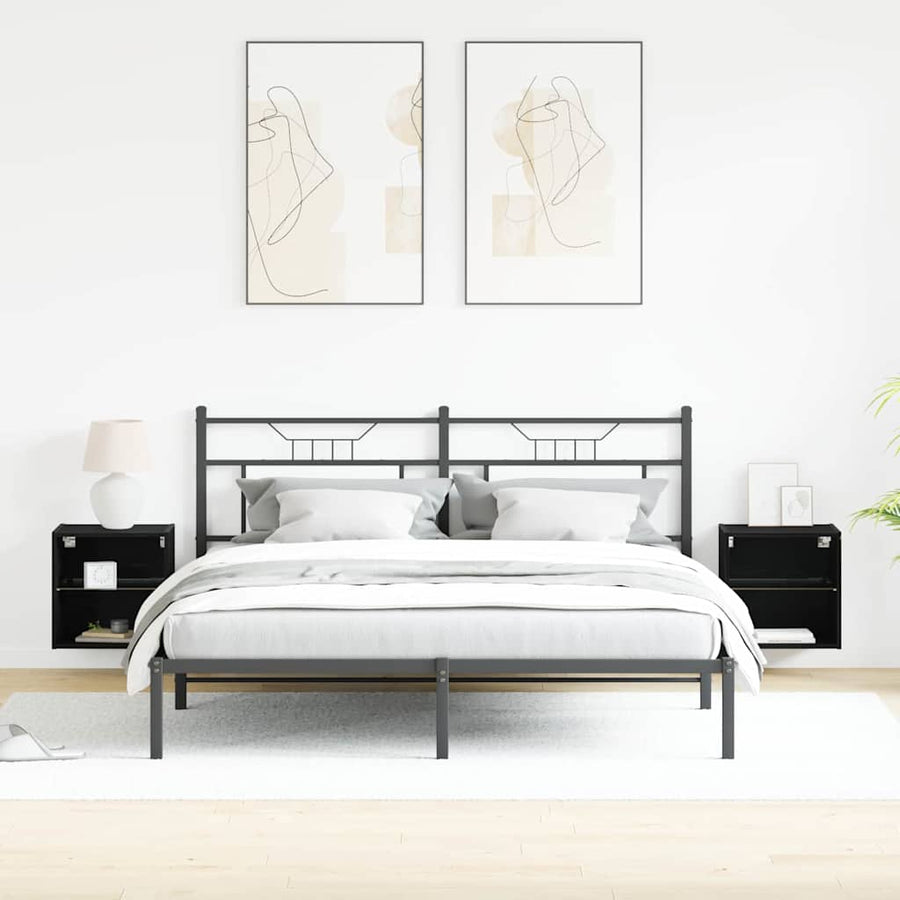 Wandplank met LED-verlichting 2 pcs Zwart 40 x 28,5 x 40 cm