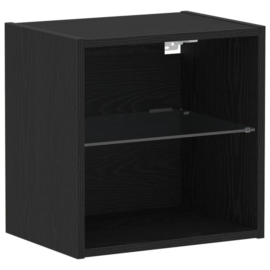 Wandplank met LED-verlichting 2 pcs Zwart 40 x 28,5 x 40 cm