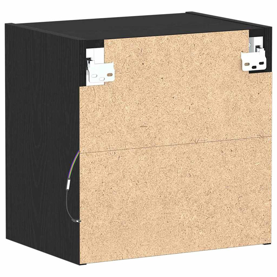 Wandplank met LED-verlichting 2 pcs Zwart 40 x 28,5 x 40 cm