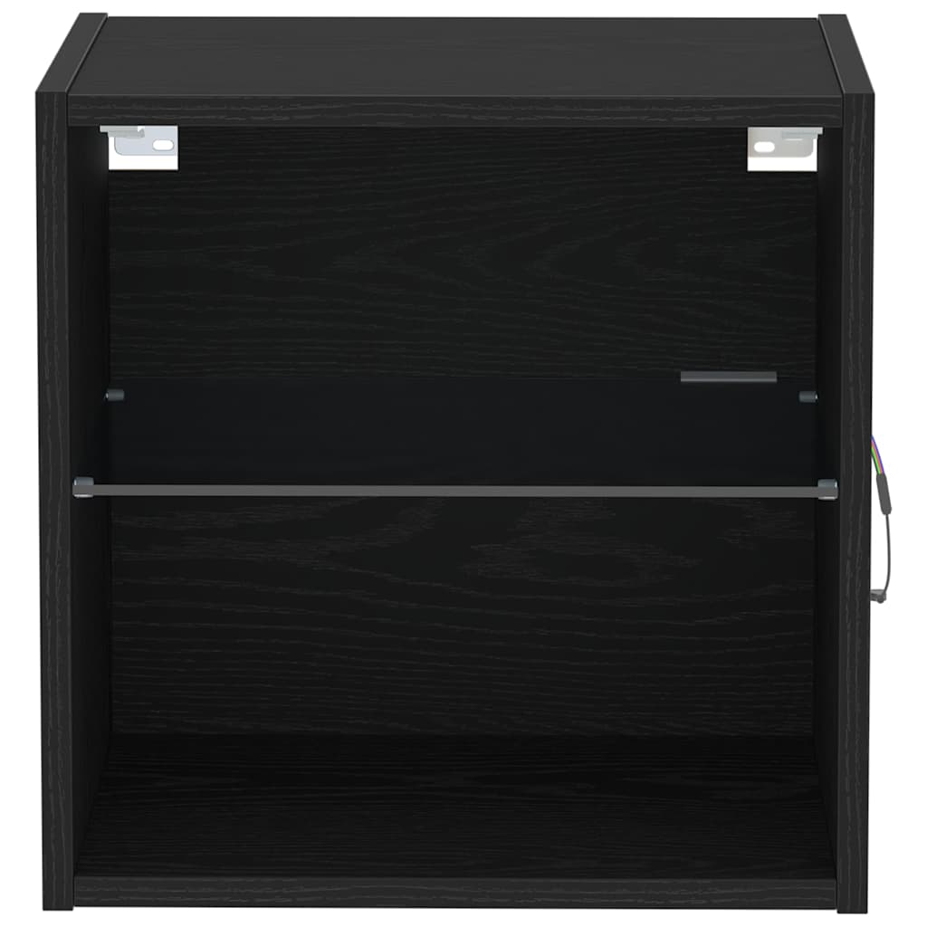 Wandplank met LED-verlichting 2 pcs Zwart 40 x 28,5 x 40 cm